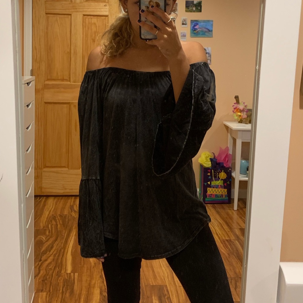 Off the shoulder black shirt
